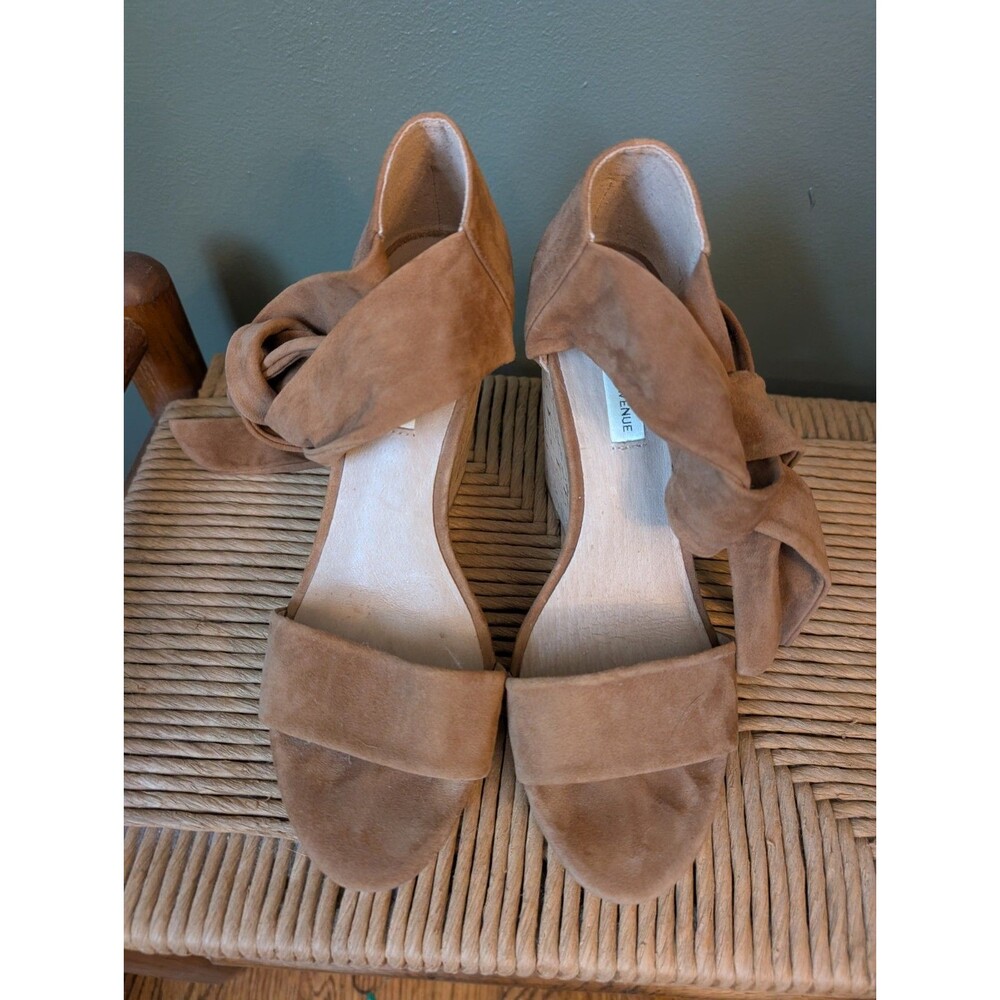 Saks Fifth Avenue Women Brown Suede Leather Wedge Sandals Sz 7 Boho Festival Lux